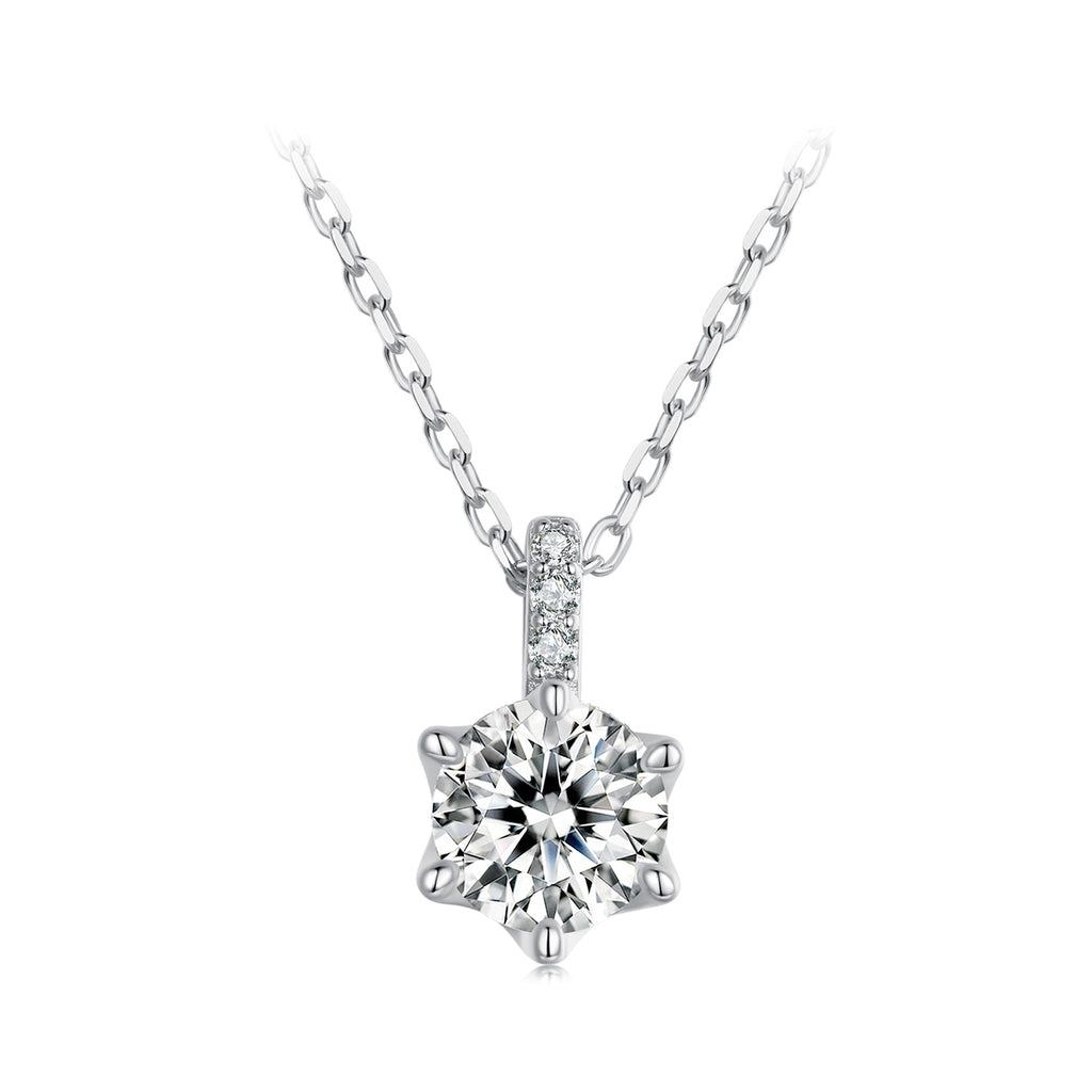 925 Sterling Silver Moissanite Plated Platinum Necklace for Women, 6.5mm, Style L, 400mm Length