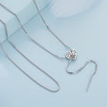 925 Sterling Silver Adjustable Necklace with CZ Pendant for Women