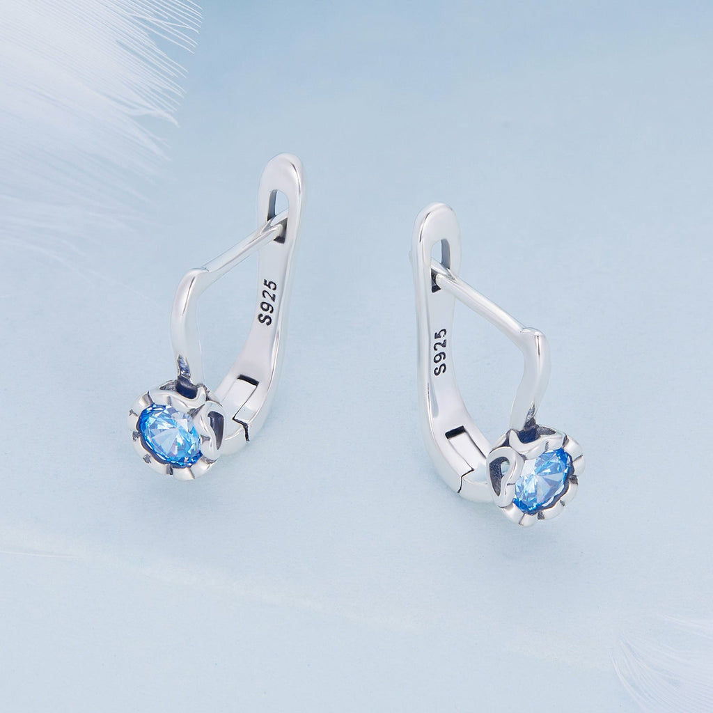 925 Sterling Silver Earrings with Oxidized Finish and Pavé Setting