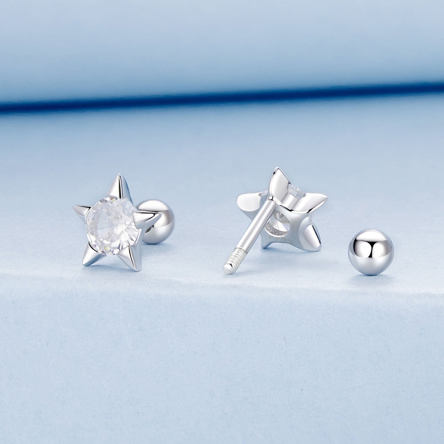 925 Sterling Silver Earrings with Pavé Setting CZ in White Gold