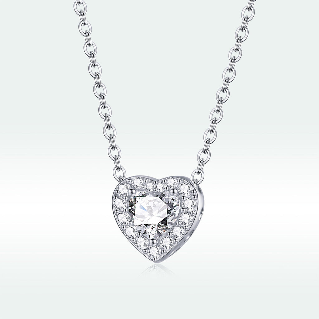 925 Sterling Silver Adjustable Cubic Zirconia Pendant Necklace for Women