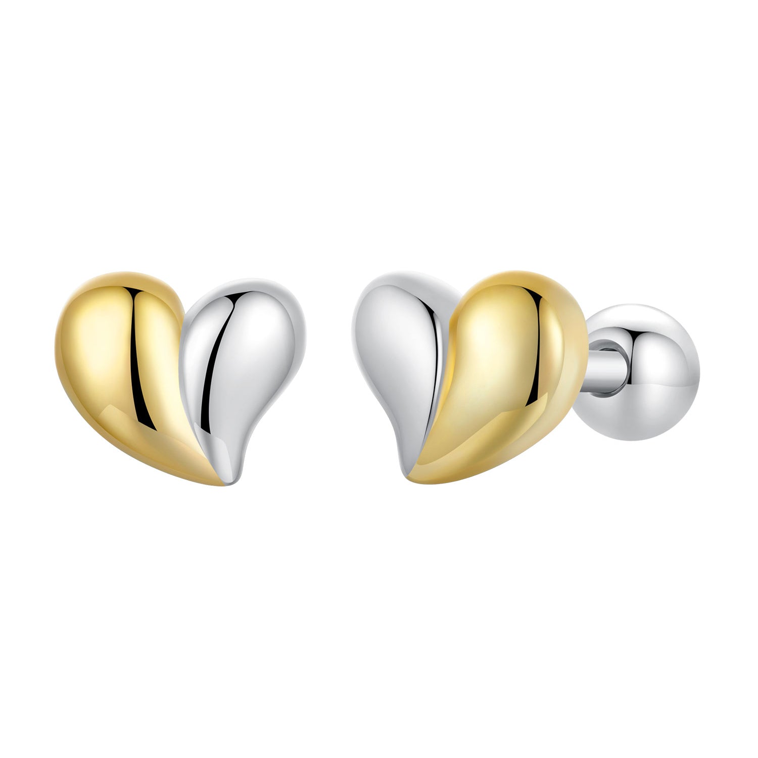 925 Sterling Silver & Plated Gold Earrings for Women - 0.5*0.6cm