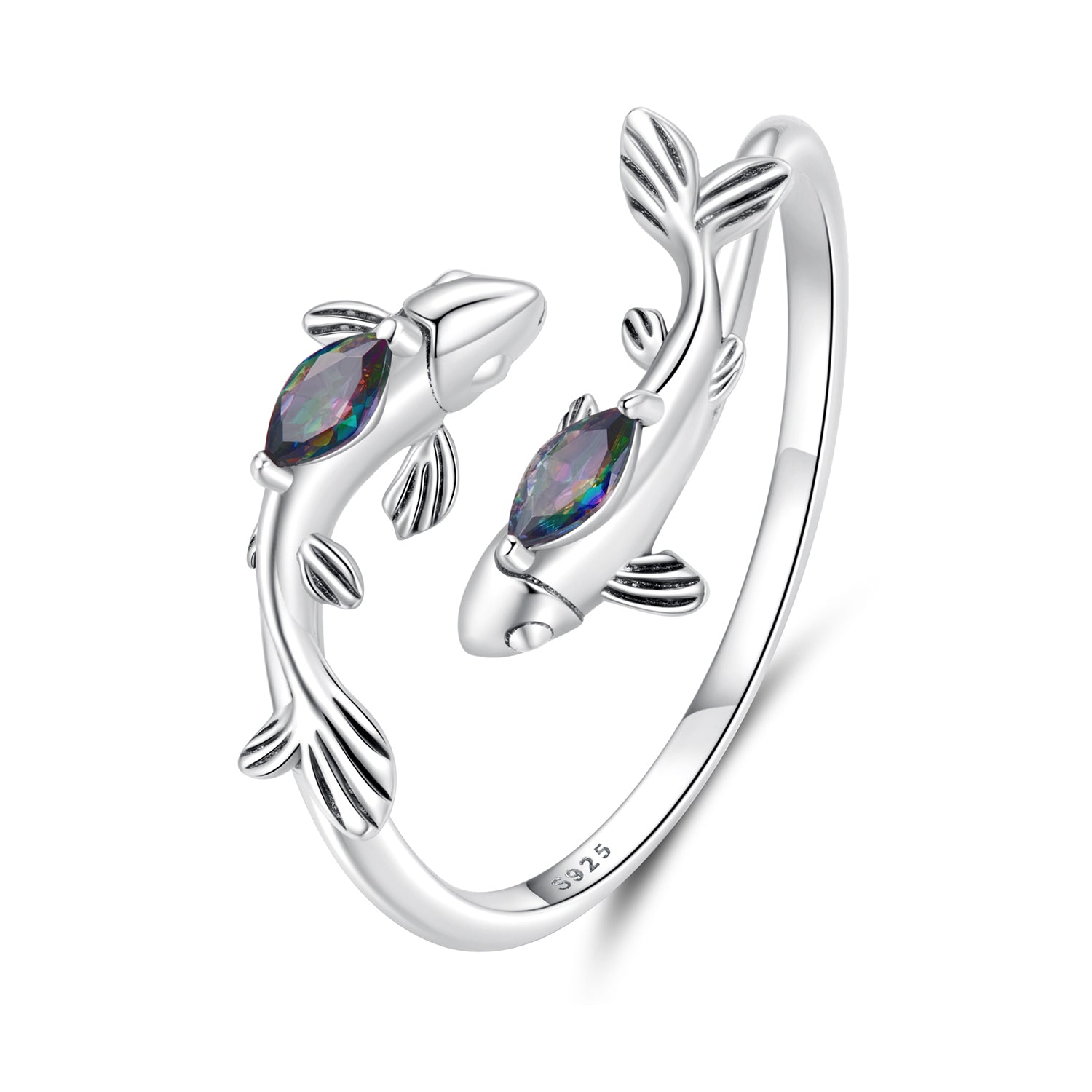 925 Sterling Silver Transparent Glass Ring for Women