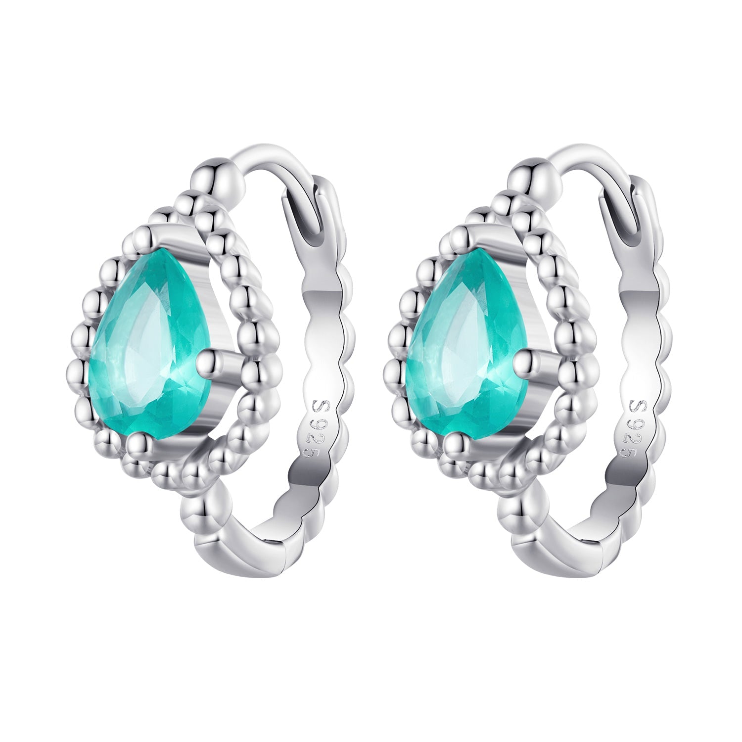 925 Sterling Silver Earrings with Pavé Setting and Transparent Glass