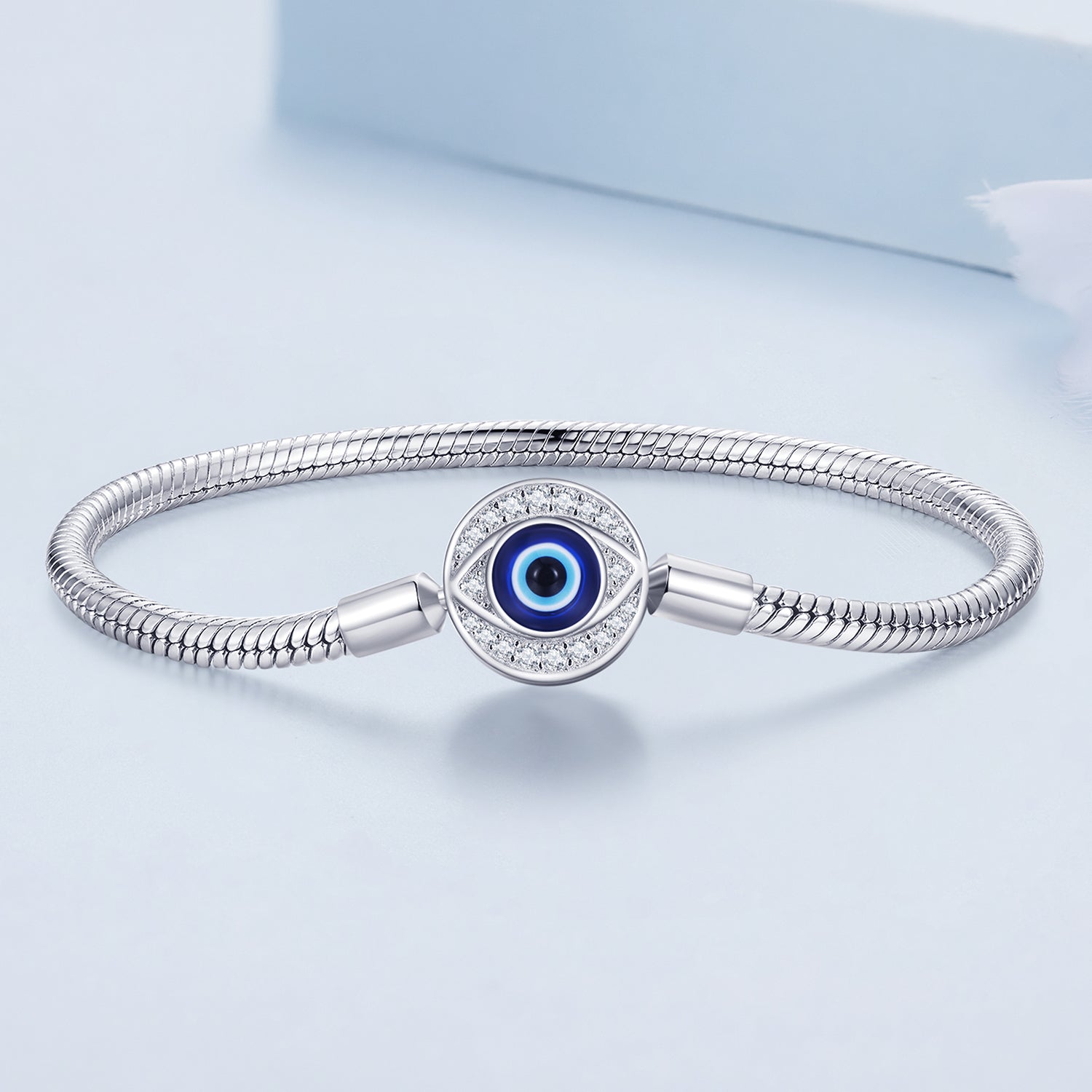 925 Sterling Silver Bracelet with CZ & Resin, Size 17.0
