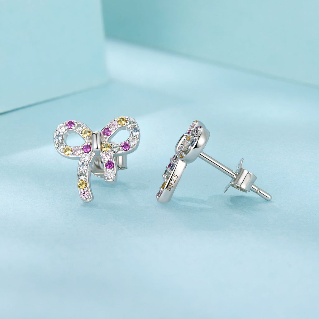 925 Sterling Silver White Gold Plated Pavé Setting CZ Earrings 1.0cm for Women