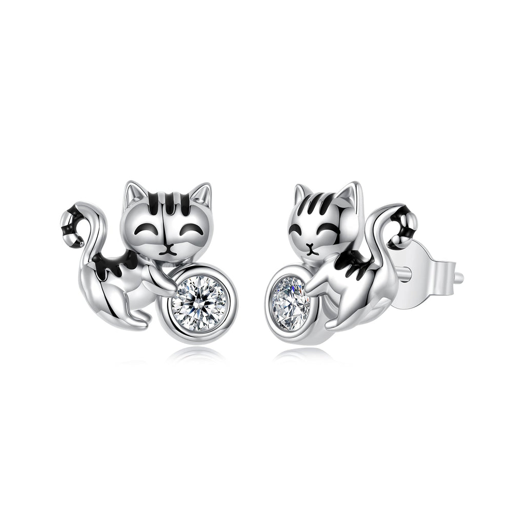 925 Sterling Silver Brass White Gold Plated Earrings with CZ for Women
