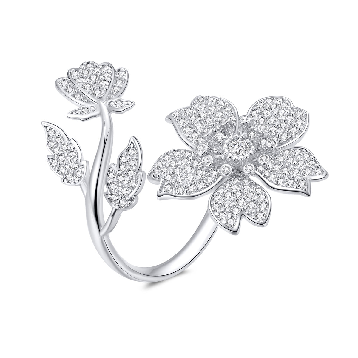 925 Sterling Silver Platinum Plated Pavé Setting CZ 0.2cm Ring