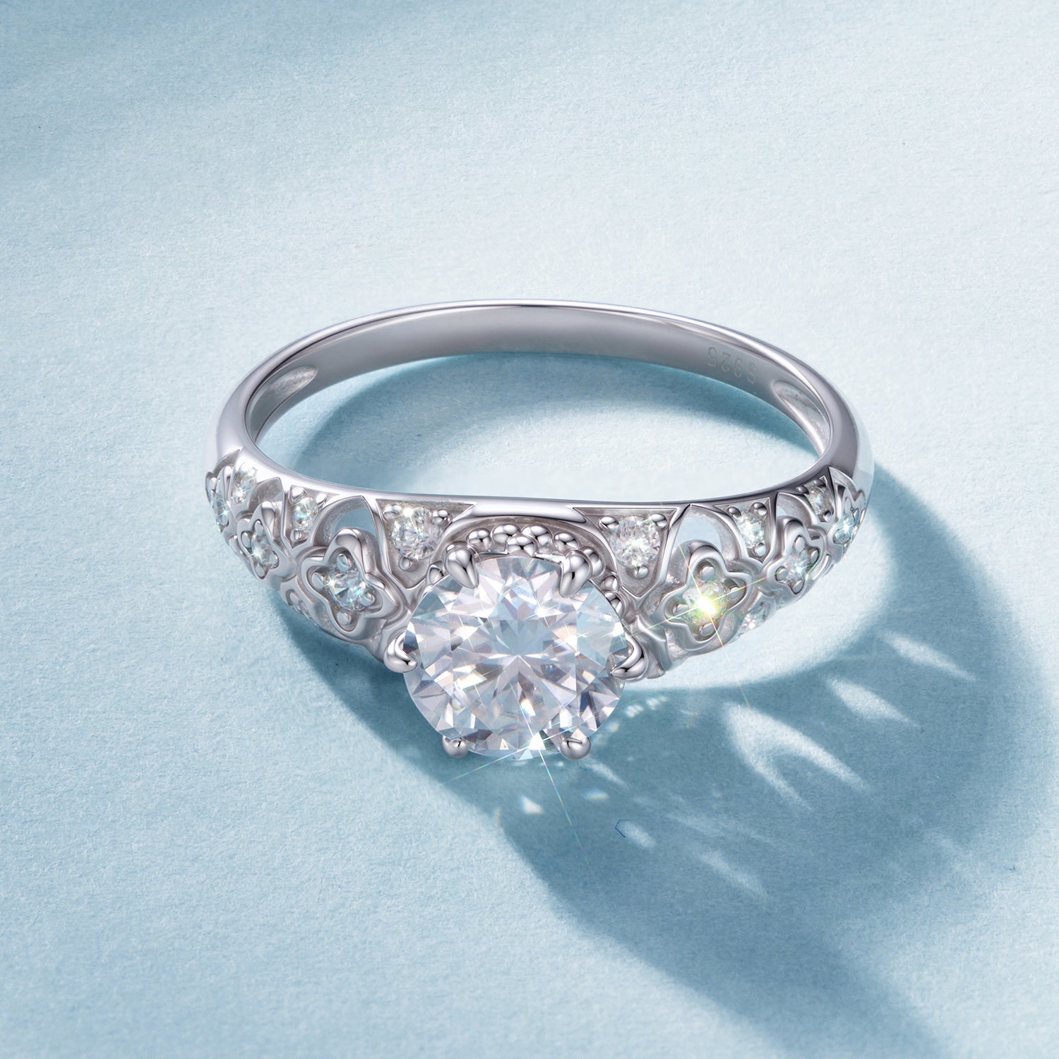 925 Sterling Silver Moissanite 0.65 Carat Ring Size 6 for Women