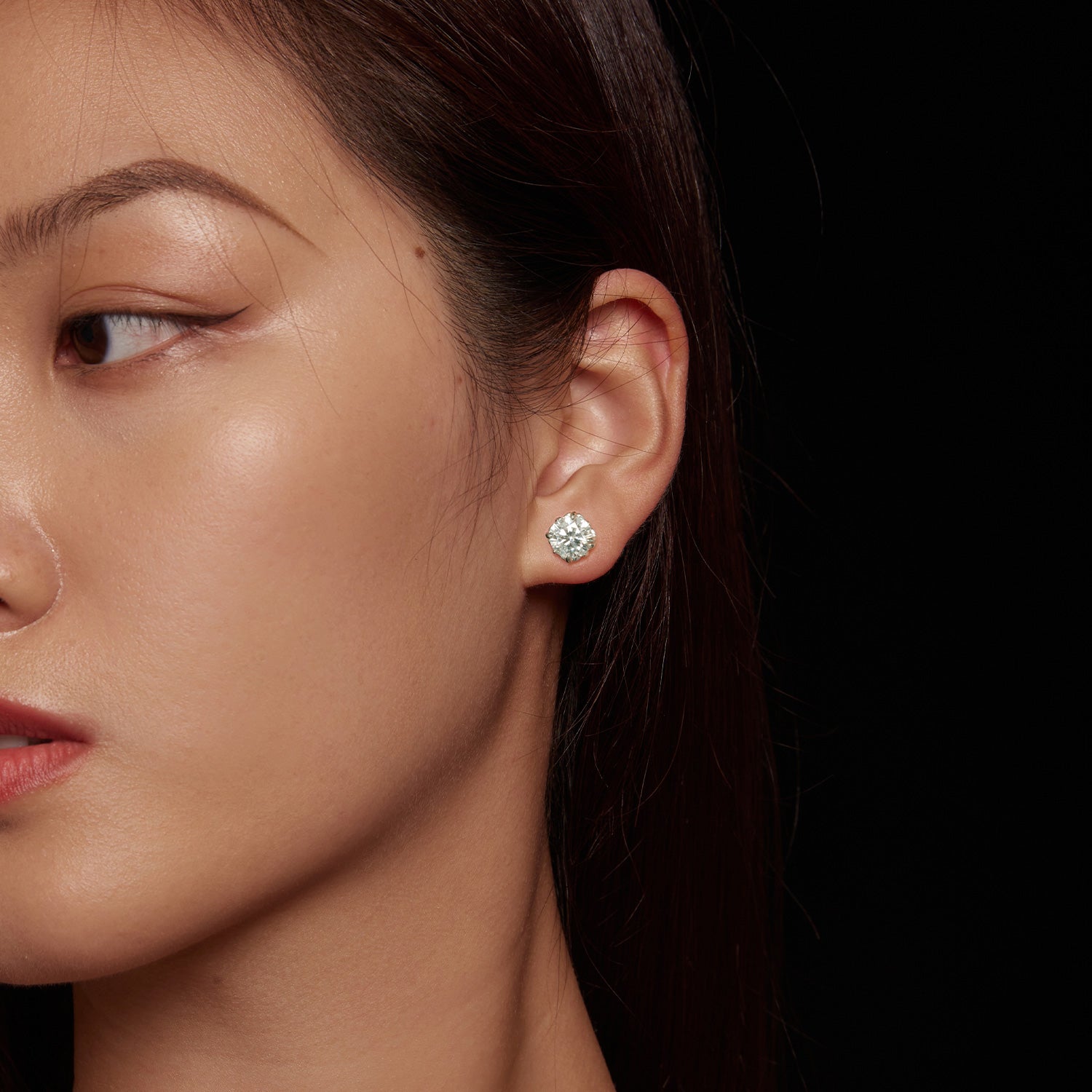 925 Sterling Silver & Moissanite 0.7cm Earrings Style L for Women