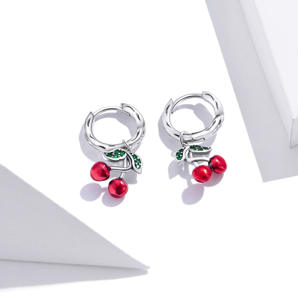 S925 Sterling Silver Oxidized CZ Enamel Earrings for Women