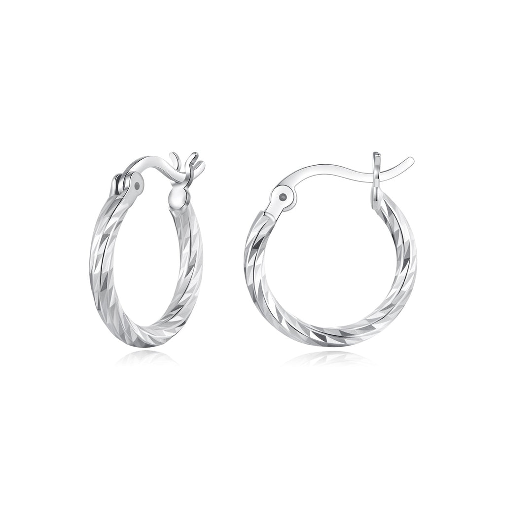 925 Sterling Silver Earrings with White Gold Plating