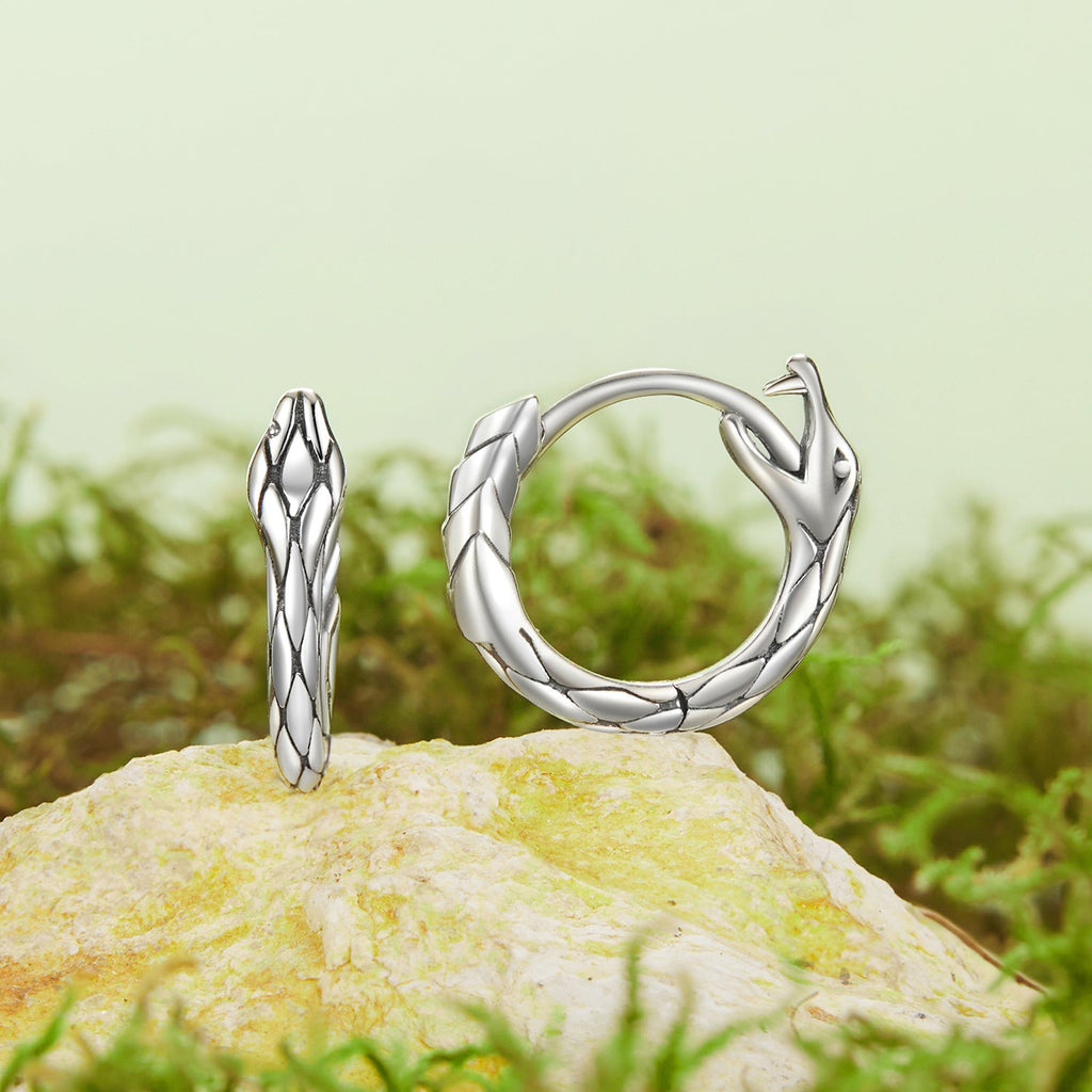925 Sterling Silver Earrings for Women, Oxidized Silver, 1.4x0.35 cm