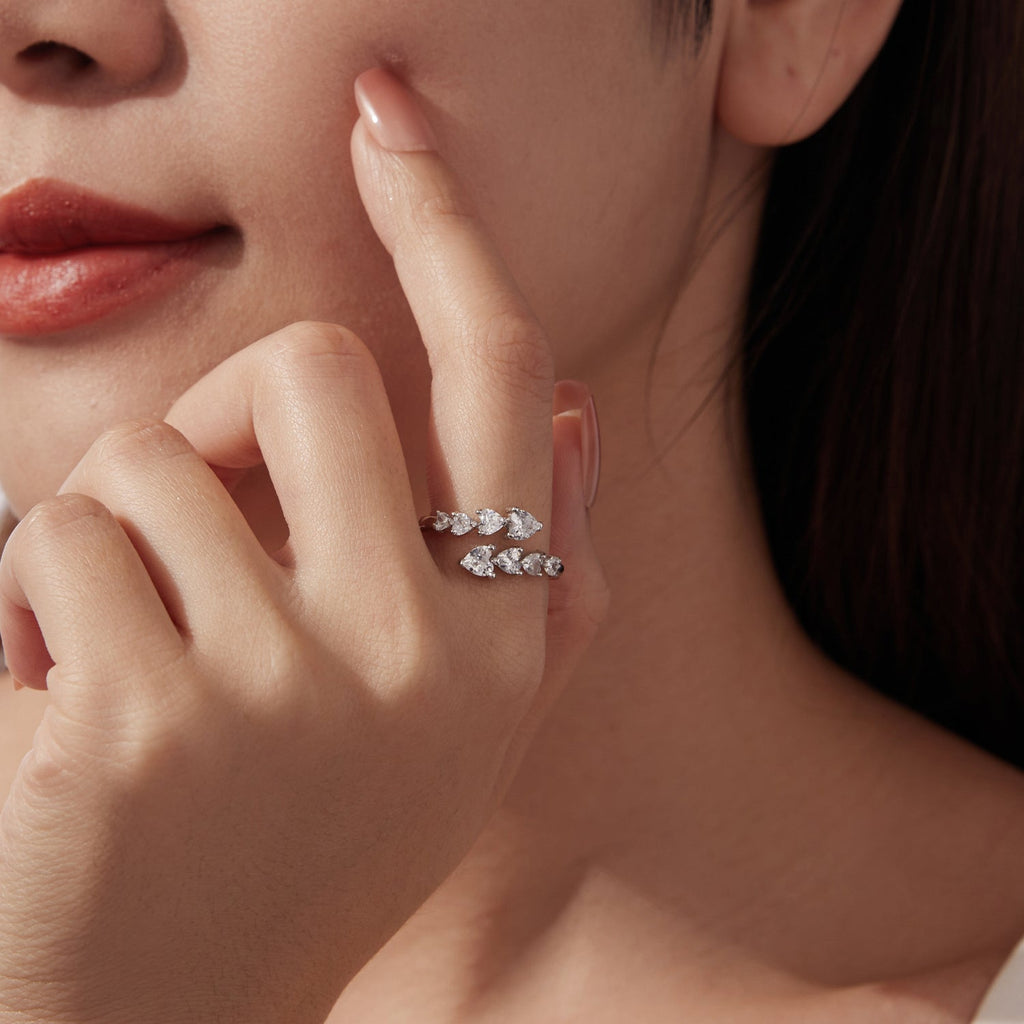 925 Sterling Silver White Gold Plated Pavé Setting Rings for Women