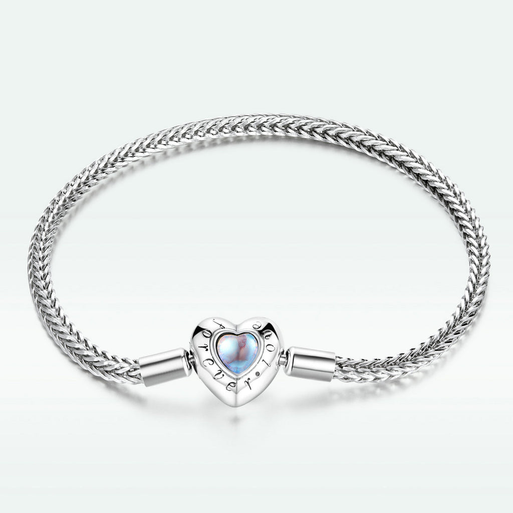 925 Sterling Silver Moonstone Bracelet 17cm for Women