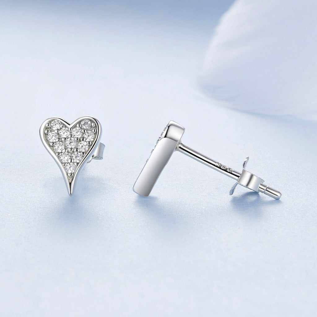 925 Sterling Silver White Gold Plated Pavé CZ Earrings