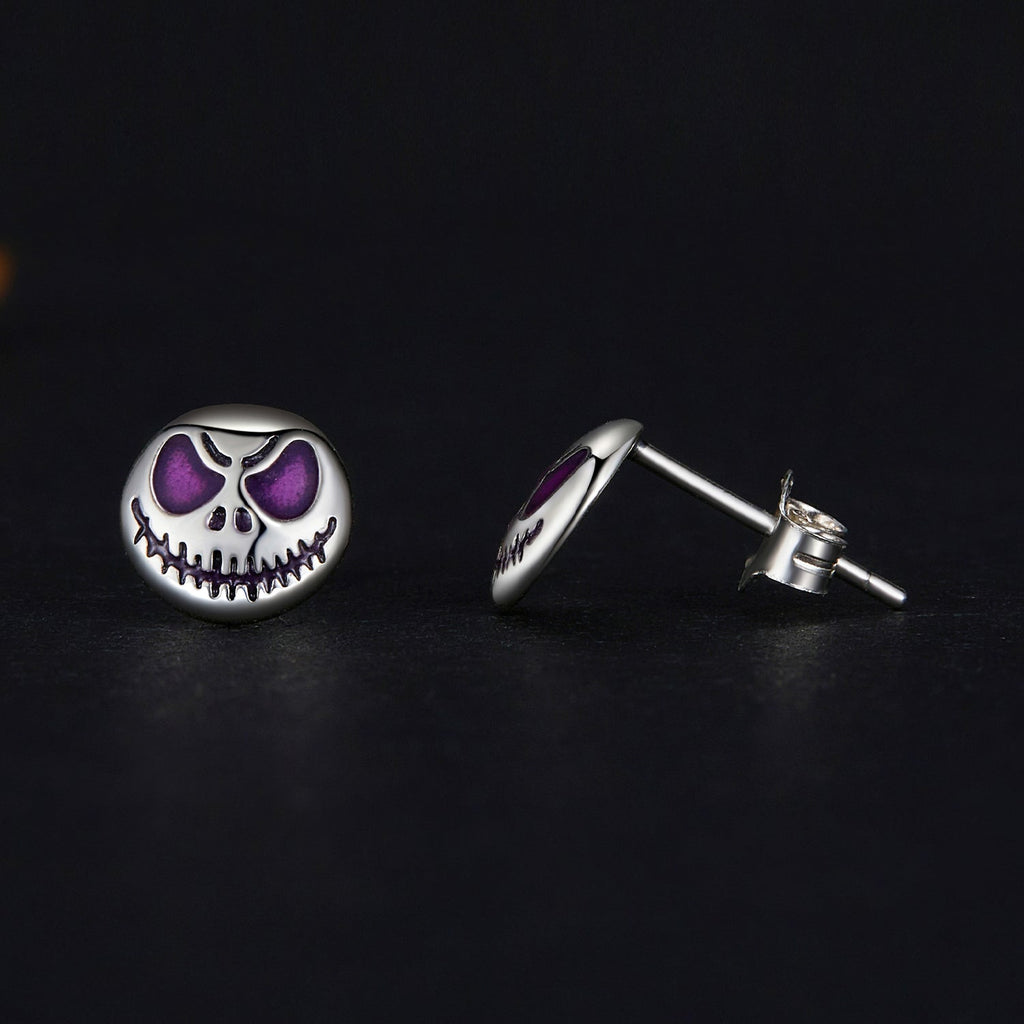 925 Sterling Silver Enamel Oxidized Earrings - 8mm for Women