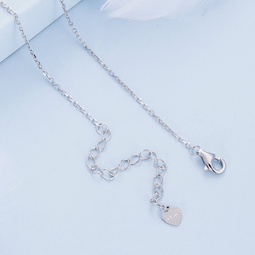 925 Sterling Silver Pendant Necklace with Pavé CZ and Plated Platinum