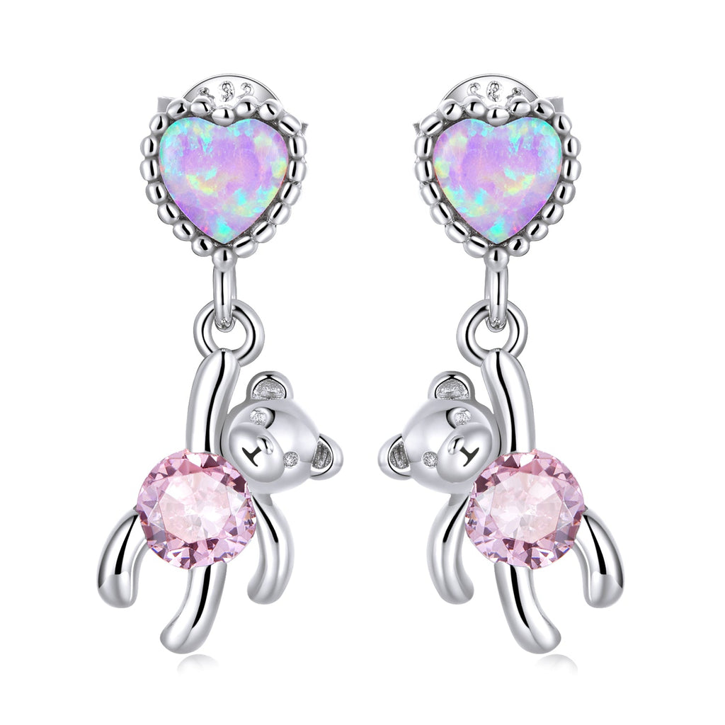 925 Sterling Silver Earrings with Translucent Opal and CZ for Women
