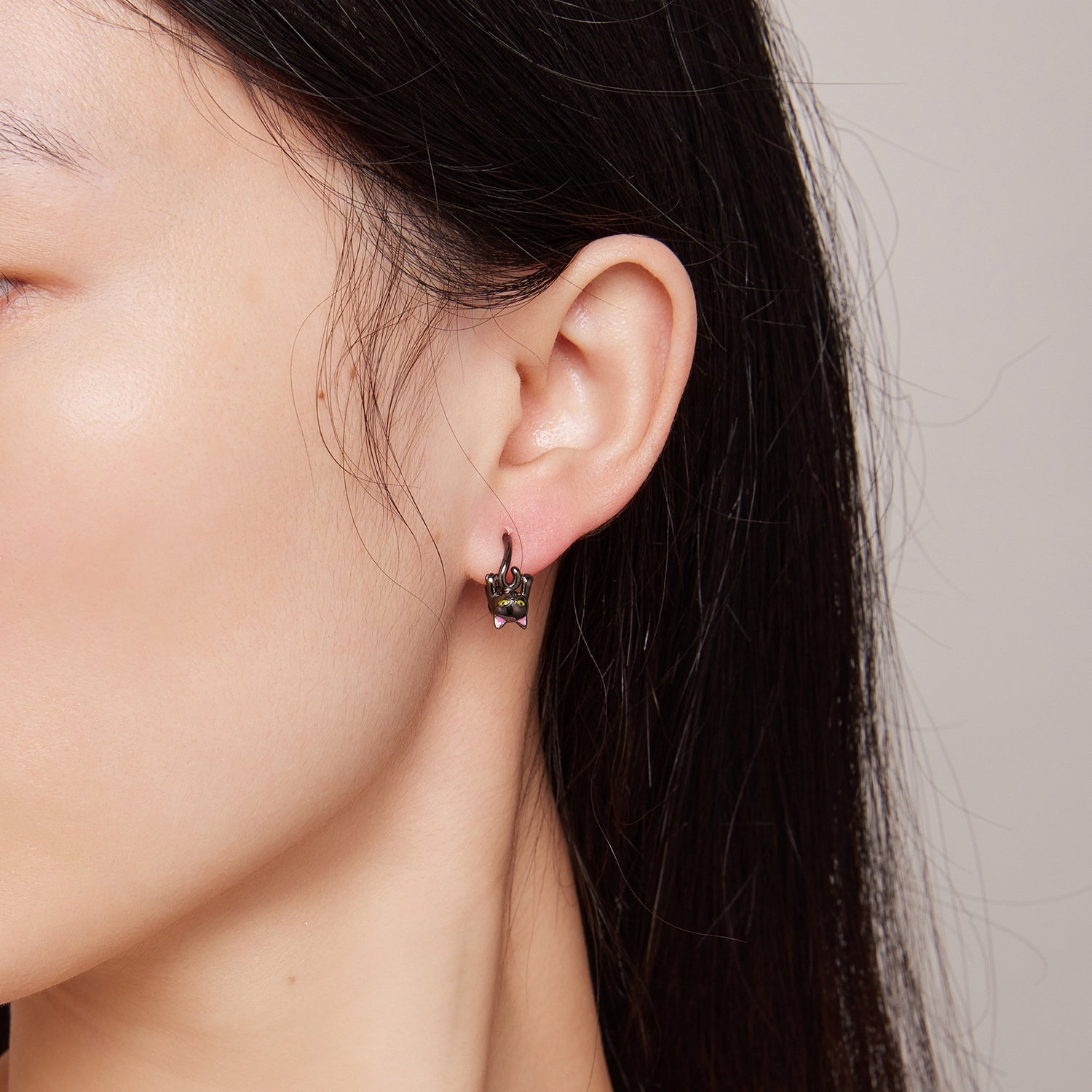 925 Sterling Silver Enamel Black Gold Earrings for Women