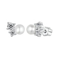 925 Sterling Silver 0.1 Carat Moissanite and Pearl Earrings for Women