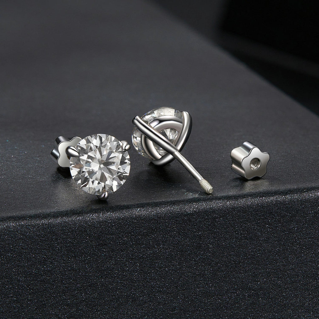925 Sterling Silver Moissanite Earring 0.7cm White Gold Plated for Women