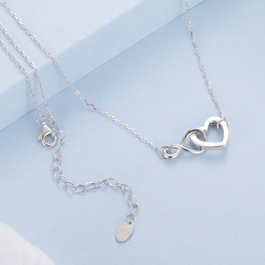 925 Sterling Silver Necklace with Pavé Setting CZ, 40+5cm, Plated White Gold, Women