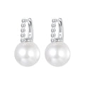925 Sterling Silver Earrings with White Gold Plating and Shell Pearl for Women