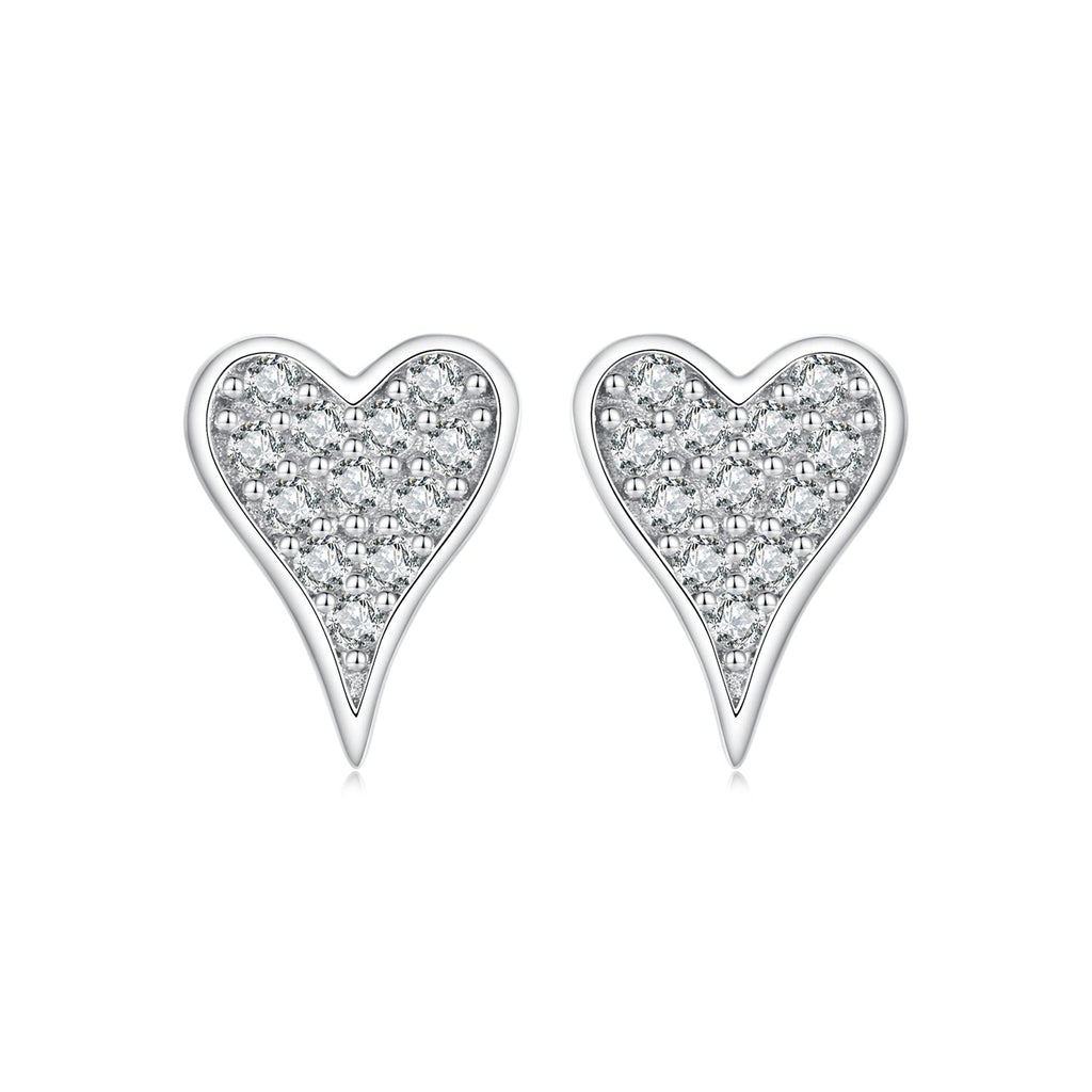 925 Sterling Silver White Gold Plated Pavé CZ Earrings