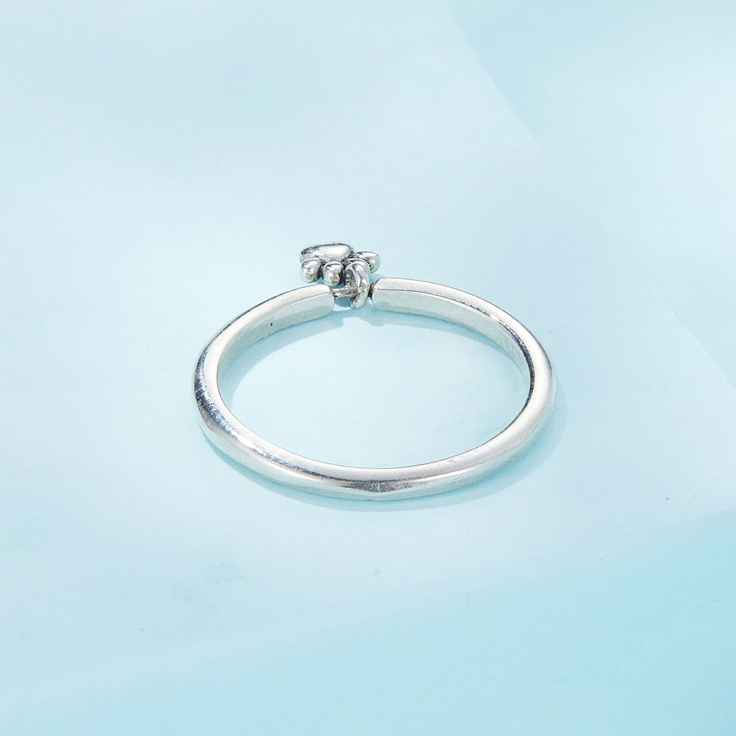 925 Sterling Silver Oxidized Round Paw Print Ring Size 6.0 for Women