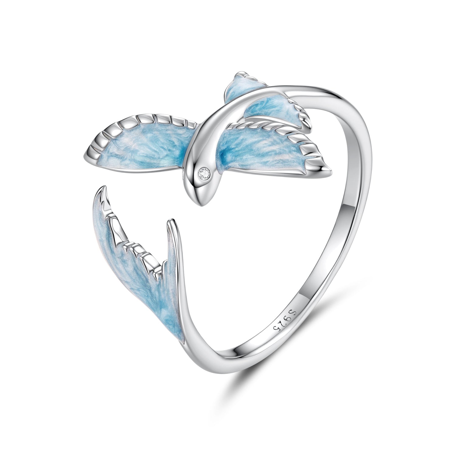 925 Sterling Silver White Enamel Pavé Set CZ Ring for Women
