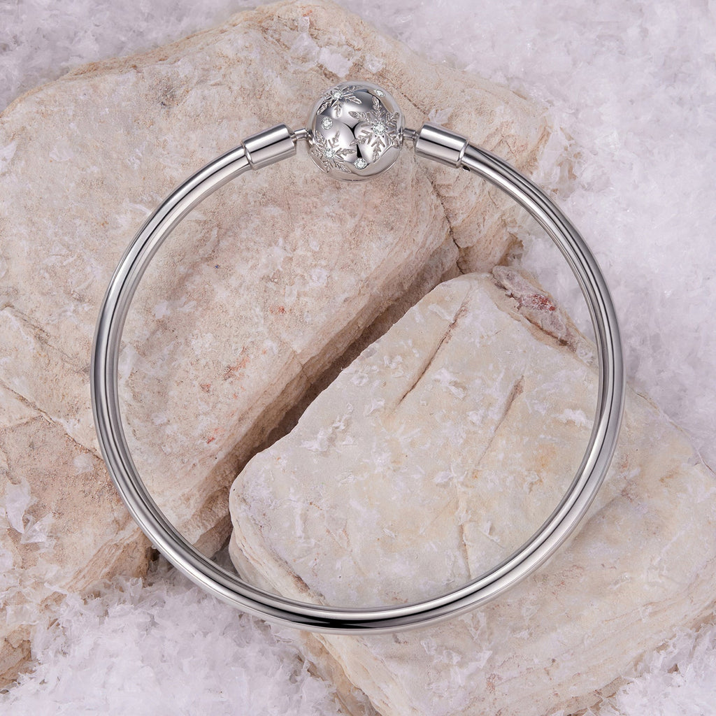 925 Sterling Silver Pavé Setting CZ Bracelet with White Gold Plating for Women - Size 17.0