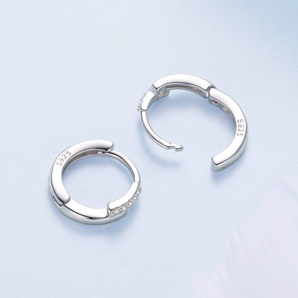 925 Sterling Silver Earrings with Pavé Setting CZ in White Gold for Women