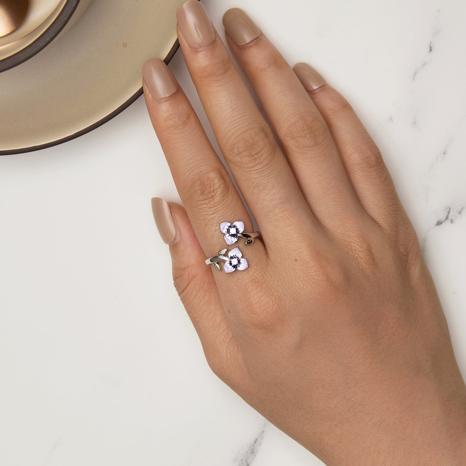 S925 Sterling Silver Enamel CZ Pavé Setting Ring for Women