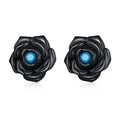 925 Sterling Silver Earrings with Turquoise and Black Gold Finish