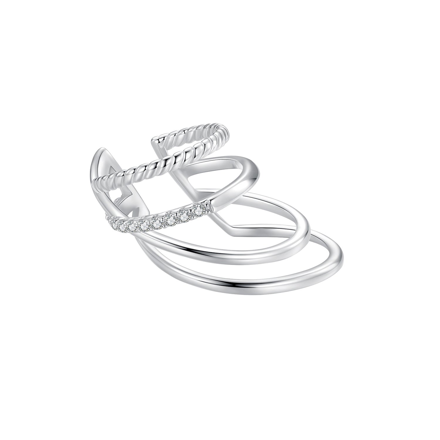 925 Sterling Silver Earrings with CZ and White Gold Plating