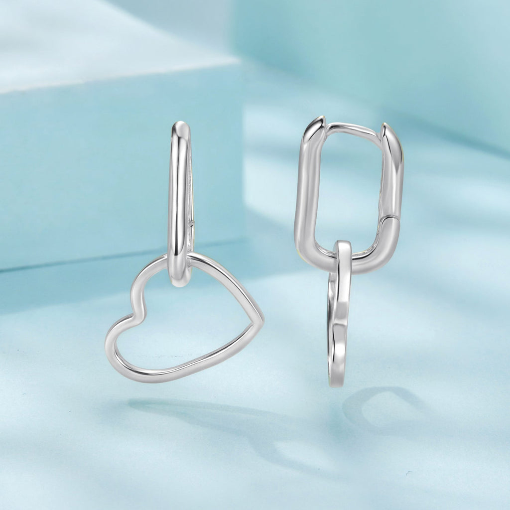 925 Sterling Silver Earrings with Love Pendant for Women