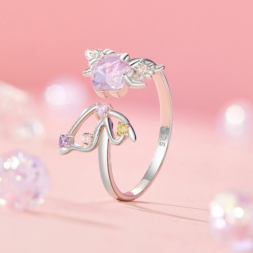 925 Sterling Silver Ring with Pavé Setting CZ, White Gold Plated, 1.7mm Width, for Women