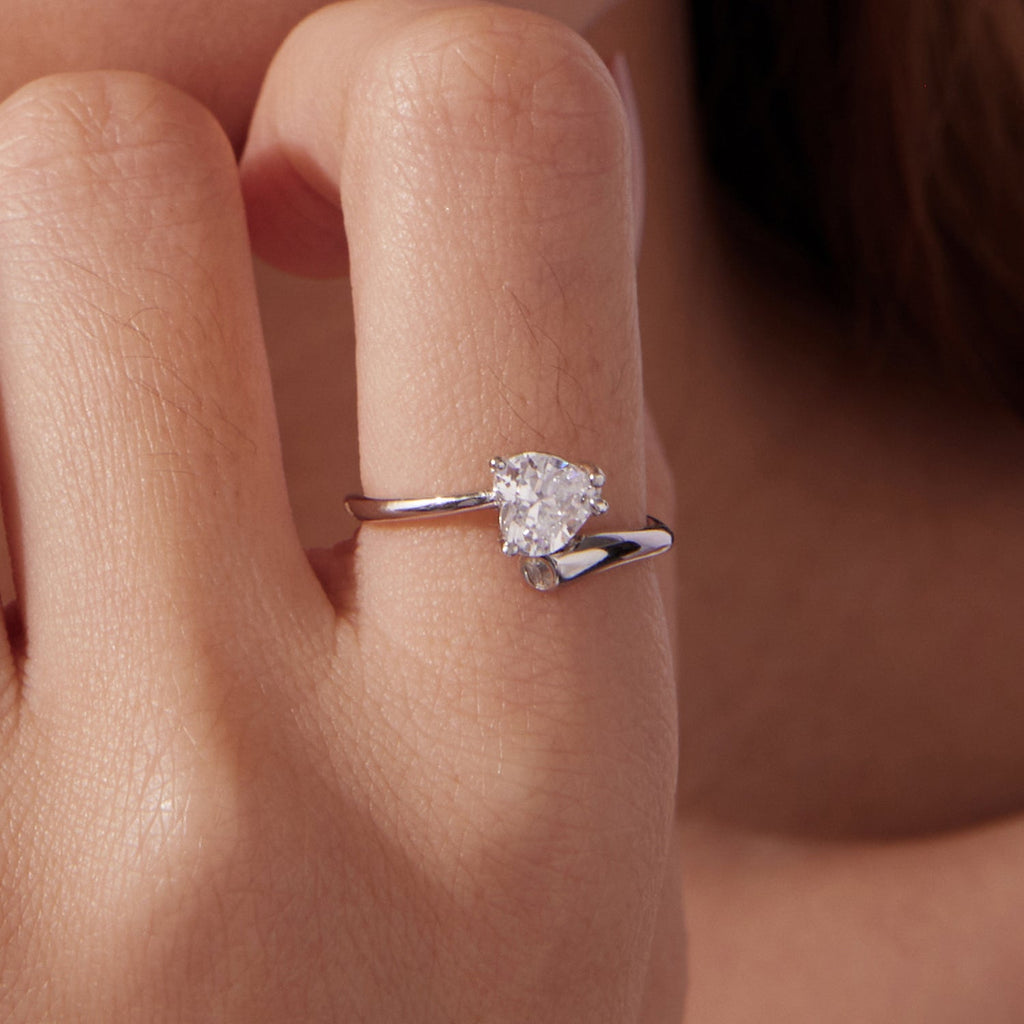 925 Sterling Silver Ring with Pavé Setting CZ, 0.6 cm Width, Style E for Women