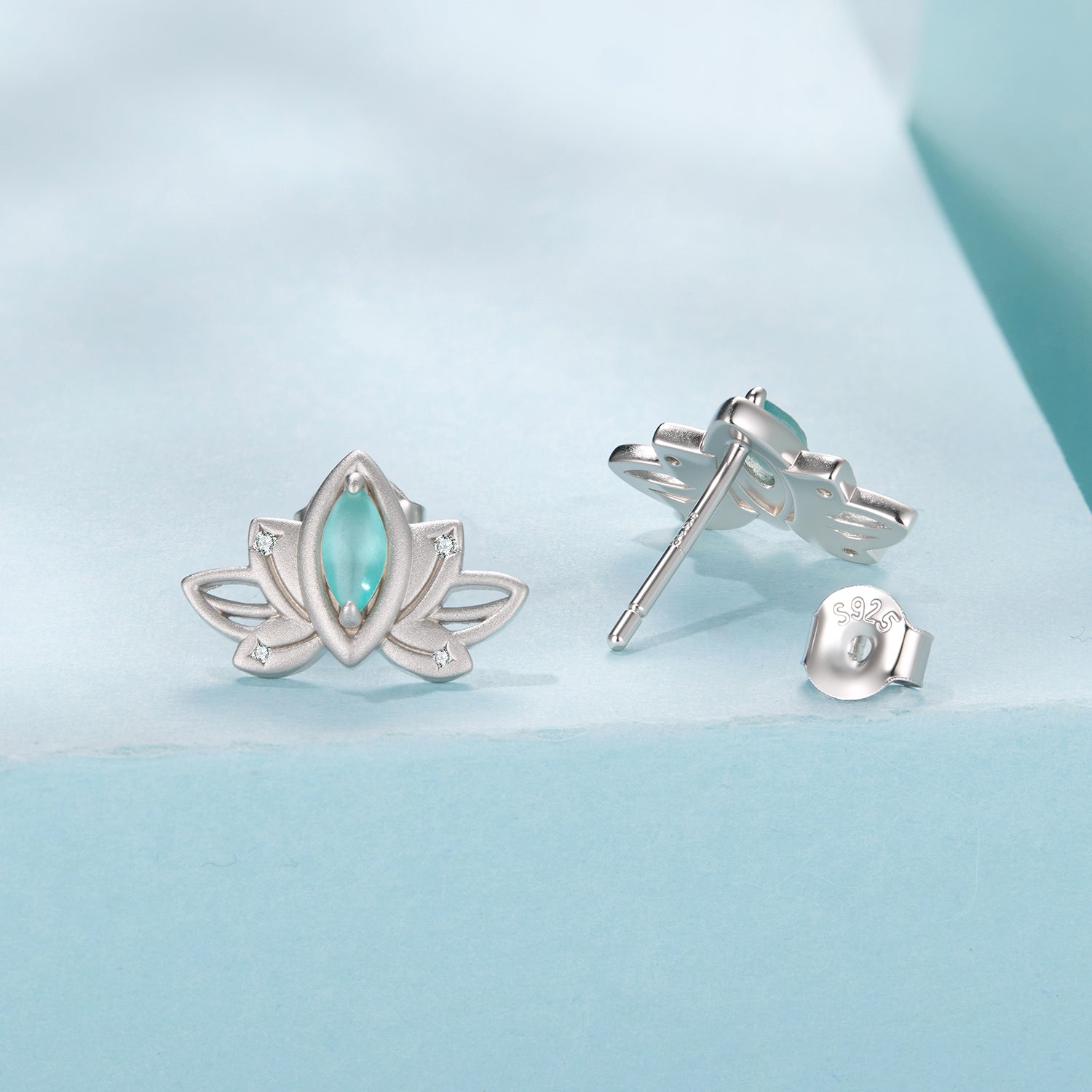925 Sterling Silver Earrings with Pavé CZ and White Gold Plating, Size 0.9*1.3 cm for Women