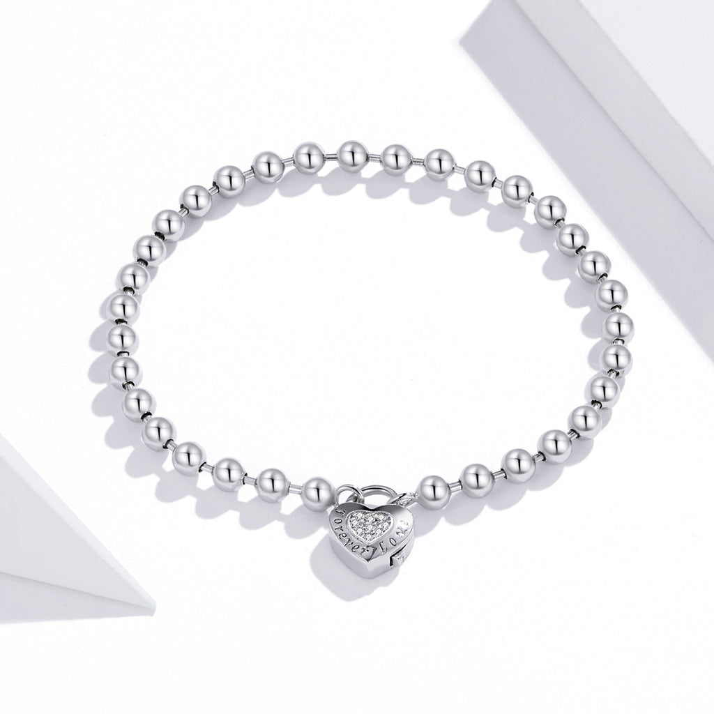 925 Sterling Silver Bracelet with Pavé Setting CZ and Platinum Plating, 17cm for Women