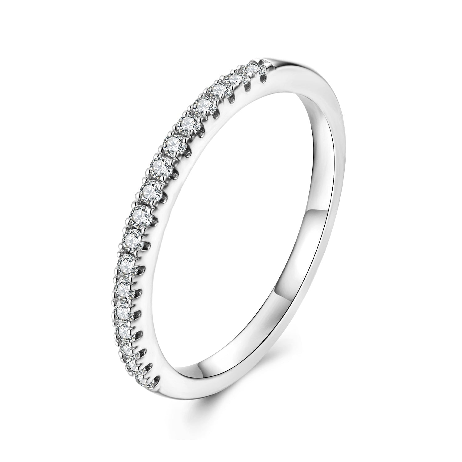 925 Sterling Silver 0.01ct Moissanite Ring in Size 8A