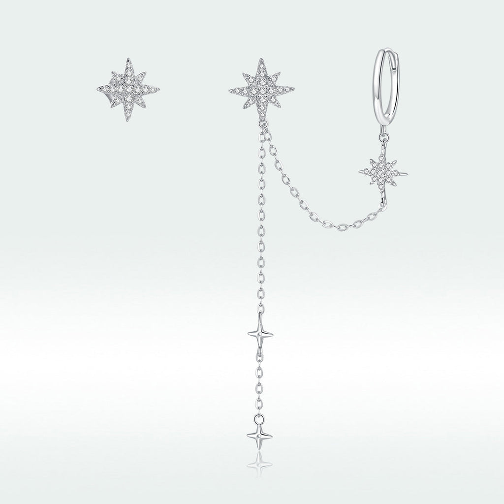 S925 Sterling Silver Earrings with CZ in Pavé Setting, 5.9cm Length, 1cm Size for Women