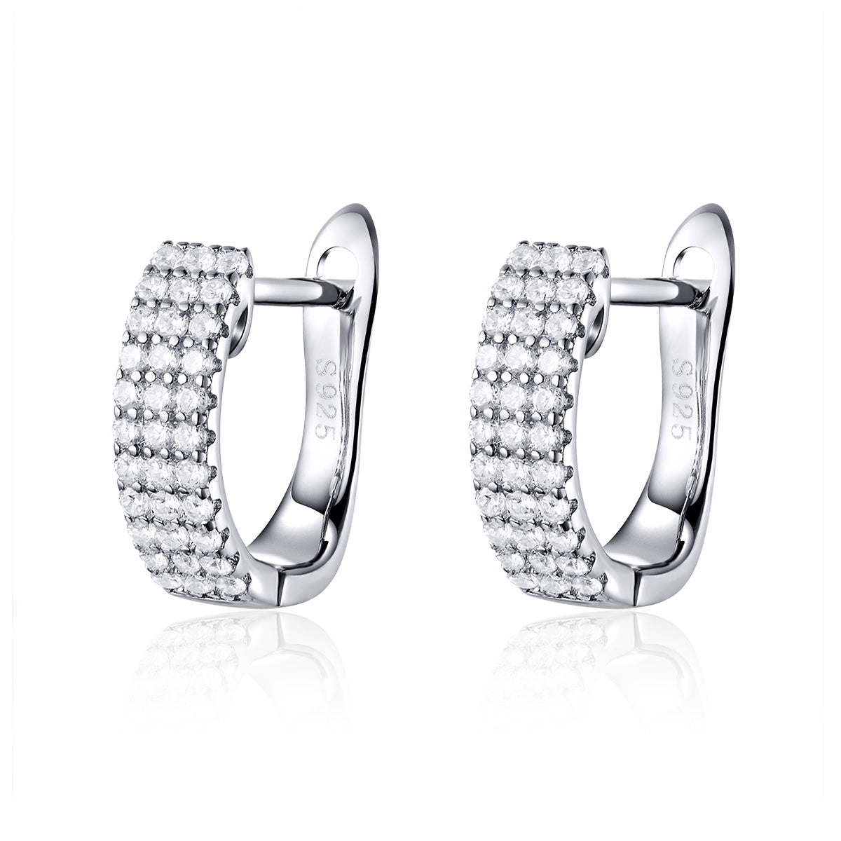 925 Sterling Silver Earrings with Pavé Setting CZ 1.3*0.4cm