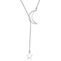 925 Sterling Silver Necklace 47cm with Moon Pendant for Women