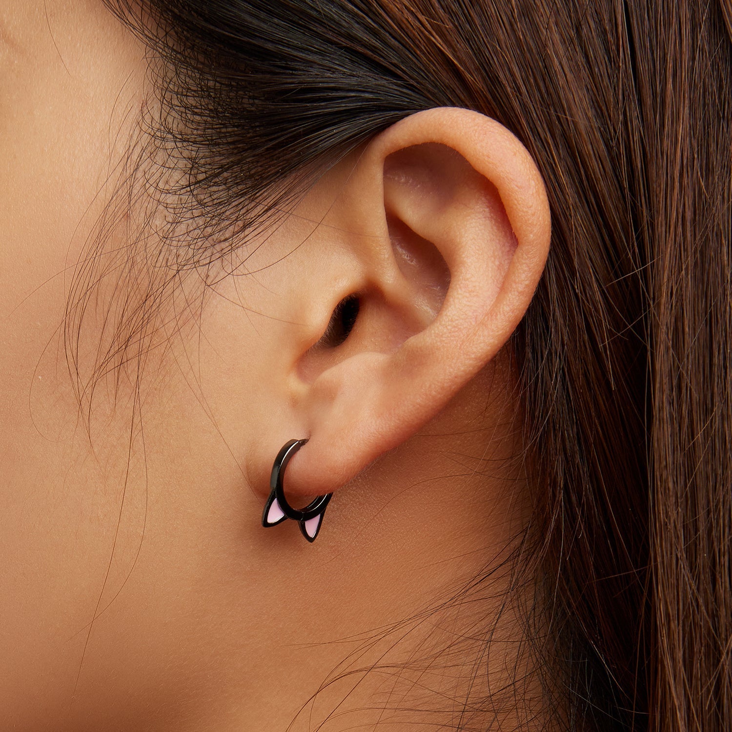 925 Sterling Silver Enamel Black Gold Plated Earrings for Women