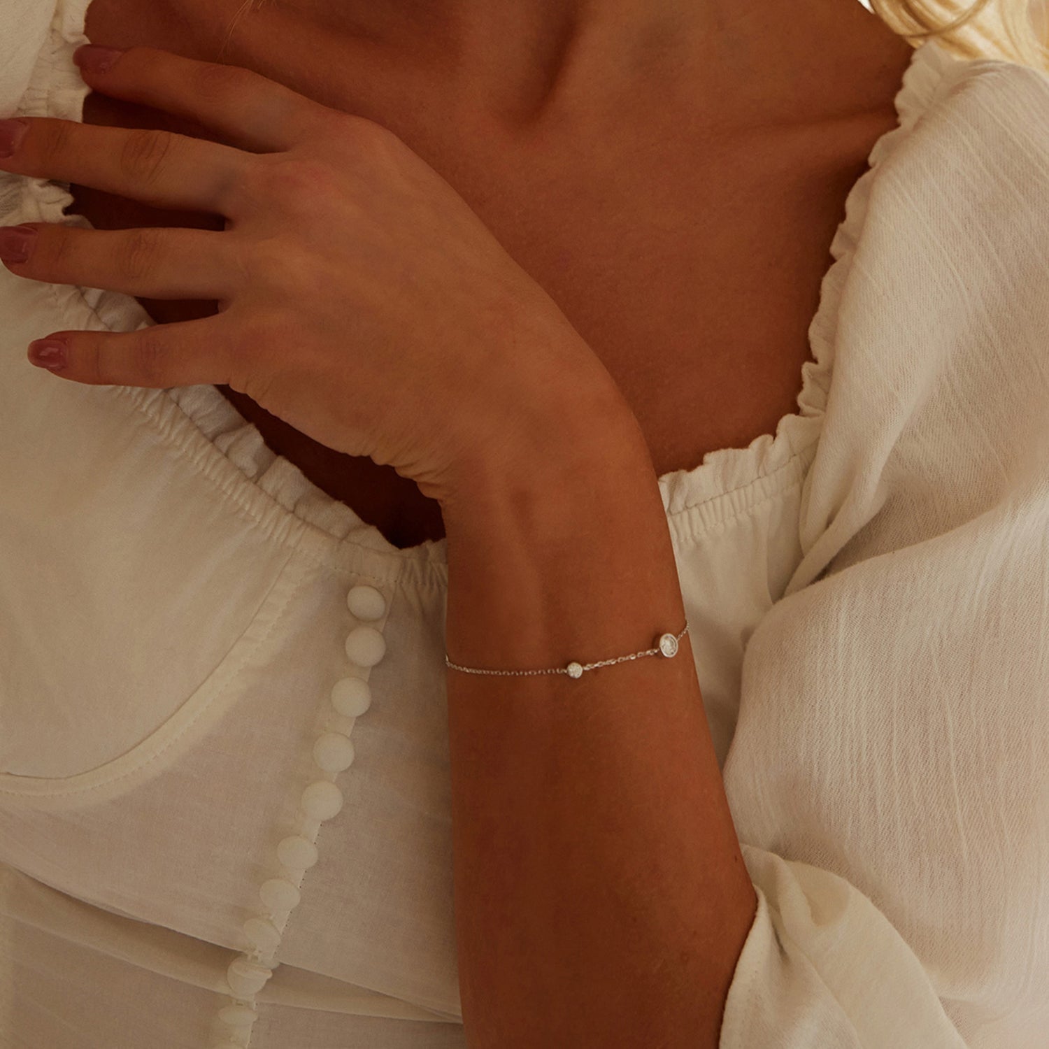 925 Sterling Silver 5mm Moissanite & 3mm Moissanite Bracelet for Women