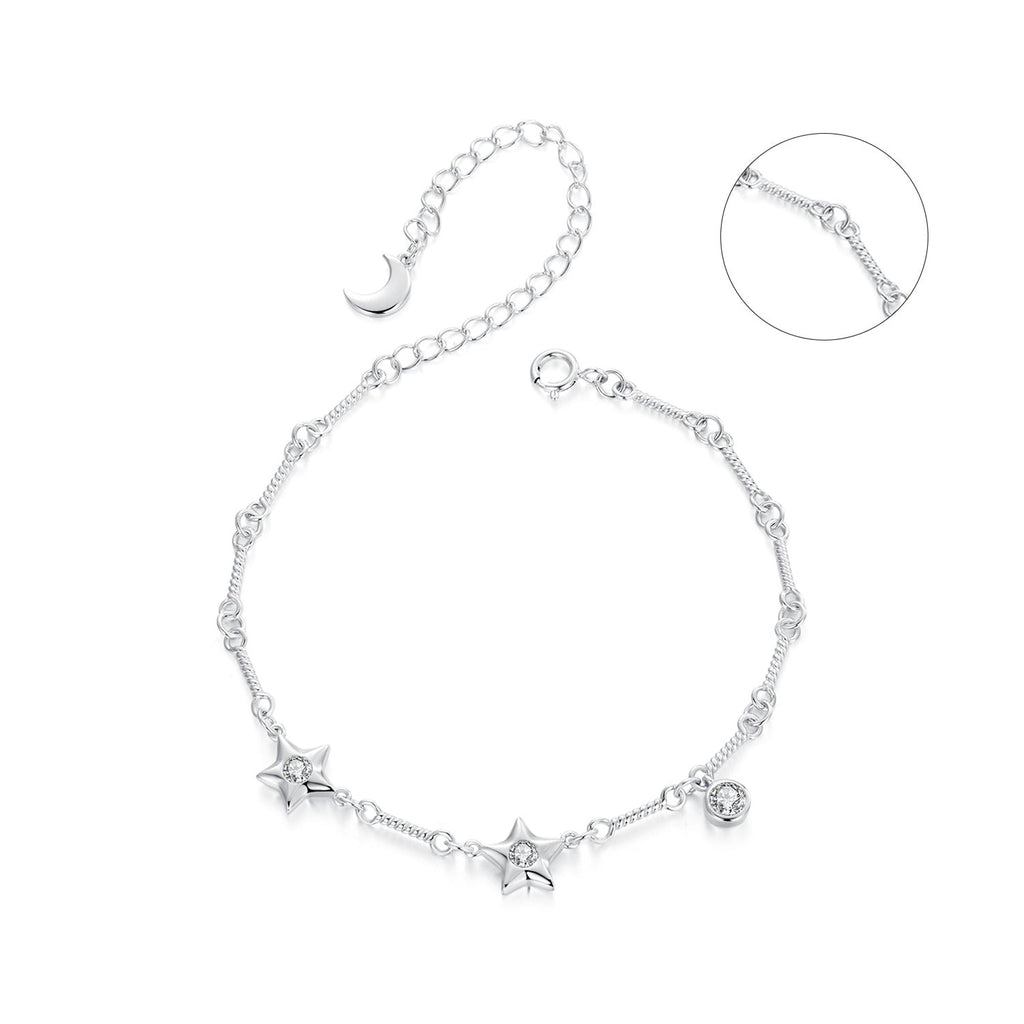 925 Sterling Silver White Gold Plated CZ Bracelet for Women