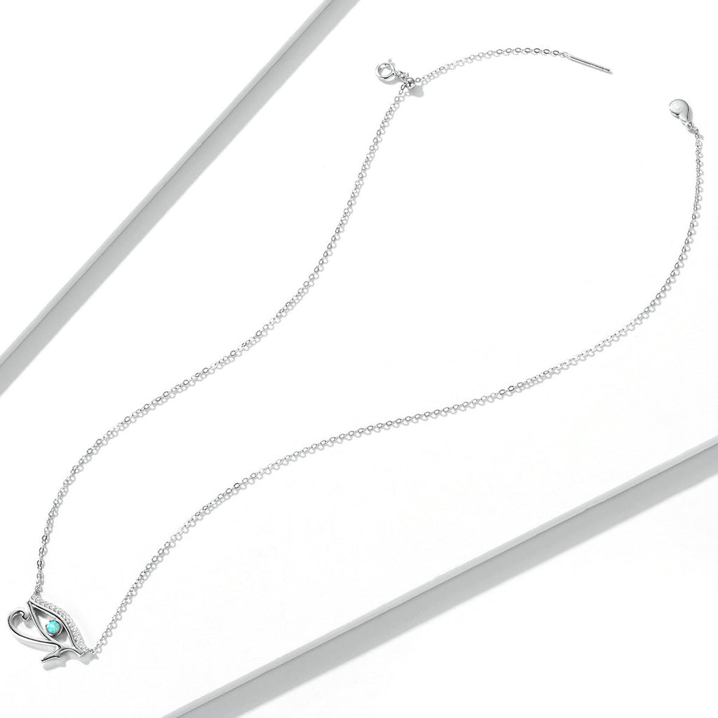 925 Sterling Silver Opal Necklace with CZ and Platinum Plating, Adjustable Length 45cm, Women’s Jewelry