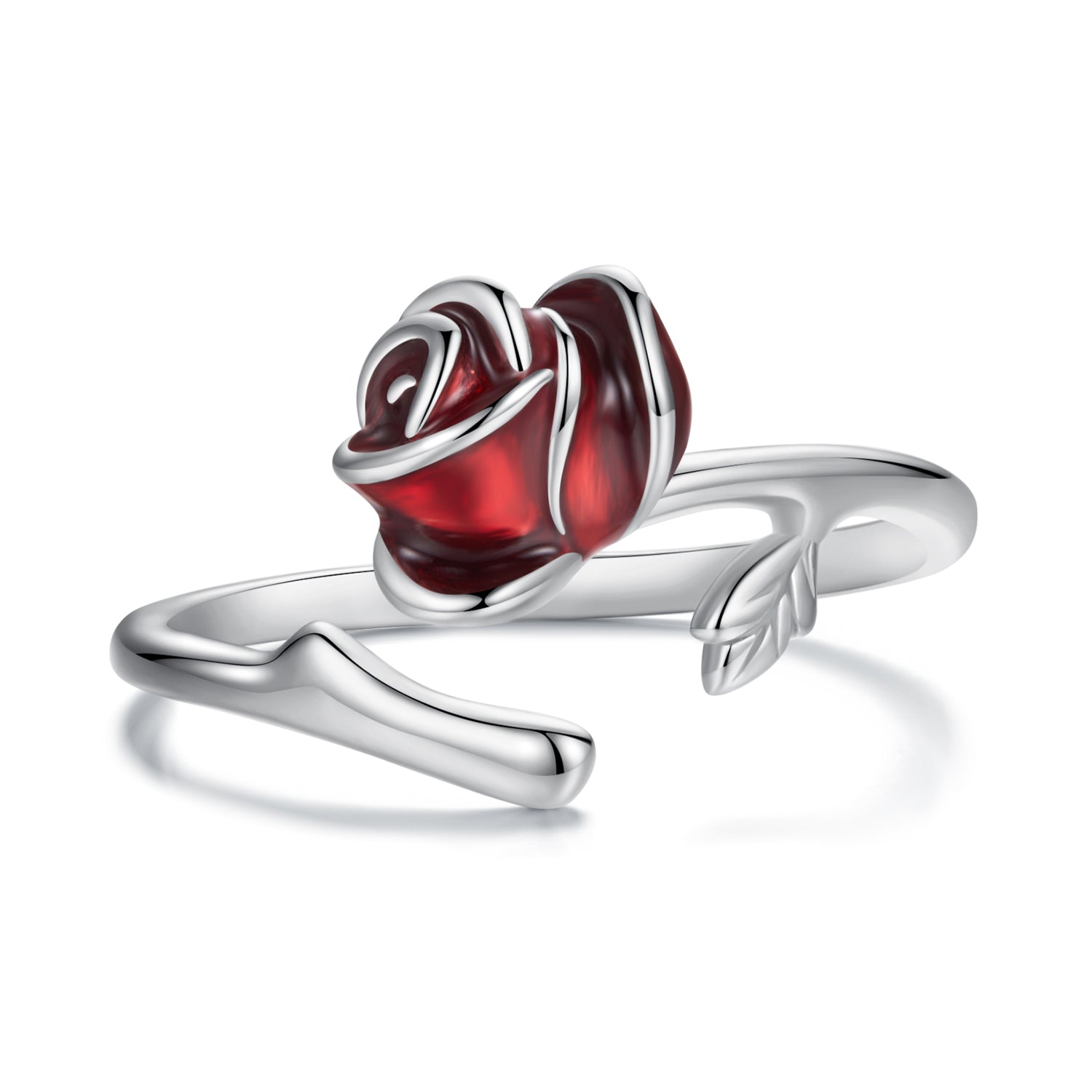 925 Sterling Silver Ring with White Gold Plating, Enamel, Width 0.16cm, Style E for Women
